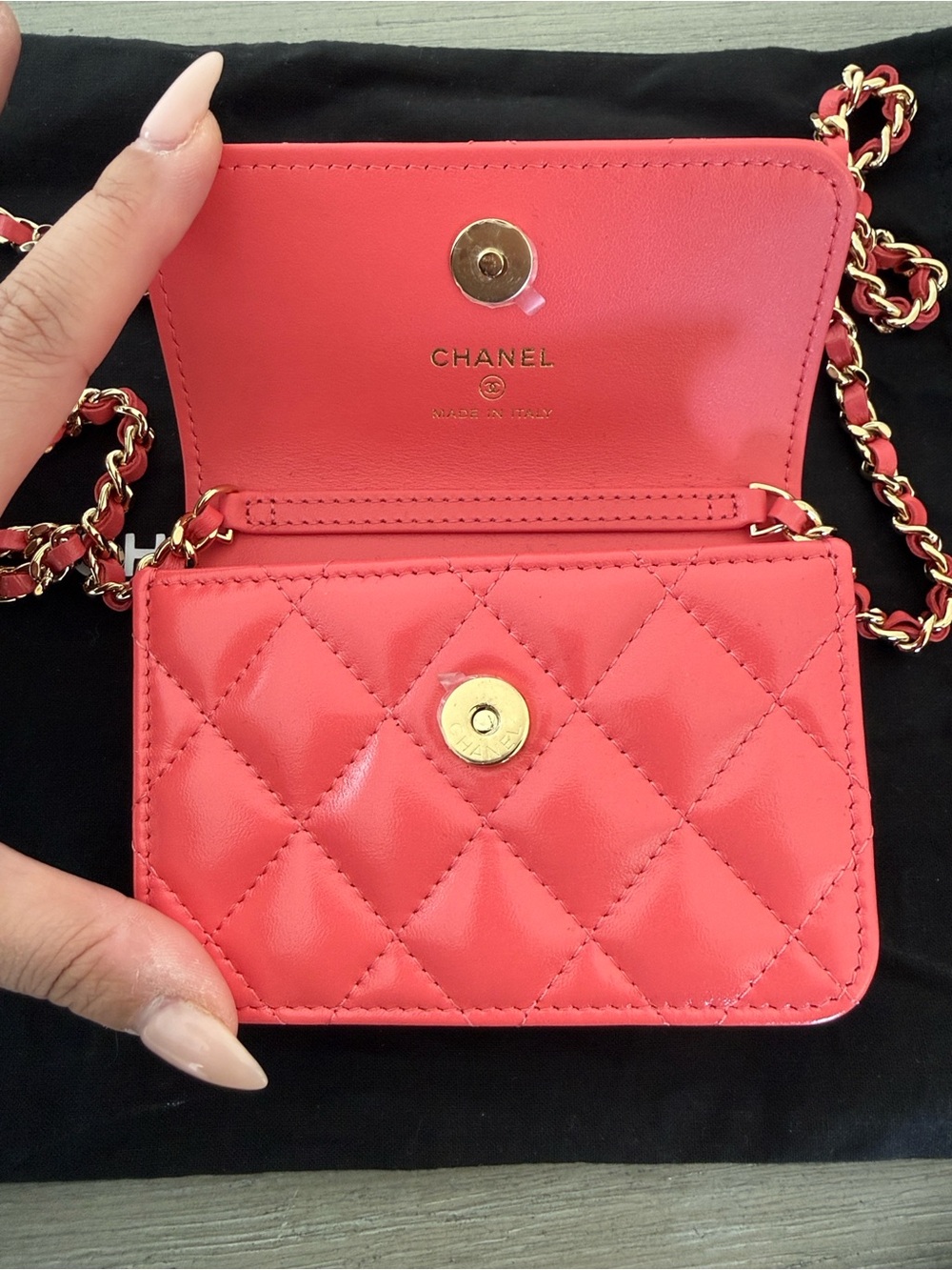 CHANEL Red Pink Quilted Mini Gold Chain Crossbody - Picture 8 of 15